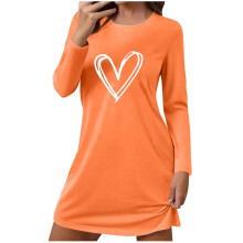 Robe de nuit à manches longues pour femme, imprimé cœur – Vêtement de nuit d'hiver doux et chaud, tenue d'intérieur confortable en sergé,