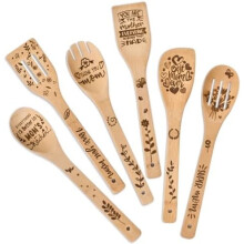 Conjunto de colheres de madeira para cozinhar – Presente ideal para mãe, avó e esposa – Perfeito para uso na cozinha – Dia das Mães, Natal,