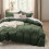Olive Green Queen Duvet Cover Set 3 pcs Prewashed 7