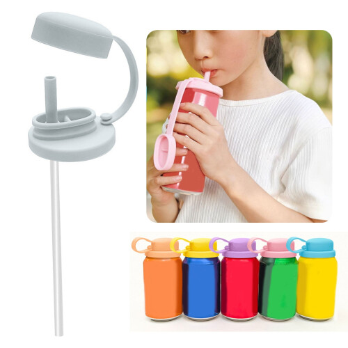 Silicone Can Cover with Straw – Leakproof, Dustproof, 6cm 1