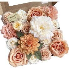 Bouquet de roses artificielles roses – 21 roses + 5 fleurs