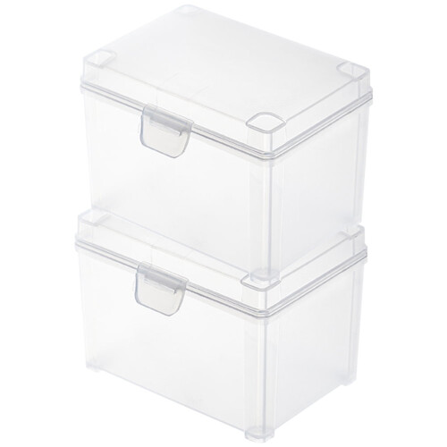 2 scatole di plastica trasparente per carte e piccoli oggetti