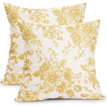 Fodere per cuscini blu a fantasia floreale, in cotone e lino, 45x45 cm, set da 2