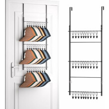 Porte-chapeaux à suspendre à la porte, 3 niveaux avec 30 pinces mobiles, peut contenir 30 casquettes – Compatible avec les portes standard