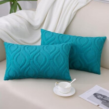 Housses de coussin bleu-gris 50 x 50 cm, lot de 2