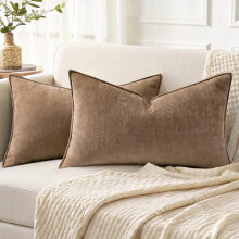 Housses de coussin en chenille 45 x 45 cm, lot de 2, rose poudré