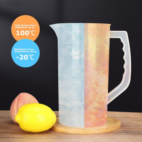 Brocca in plastica da 2 litri con coperchio, lame angolate e stantuffo regolabile per succhi/tè - Bianca 2