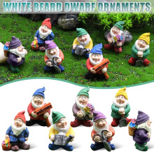 Tuinkabouters, 7 stuks grappige kabouterbeeldjes van hars, mini-dwergfiguurtjes voor buiten, tuin, terras, veranda, gazon en huisdecoratie.