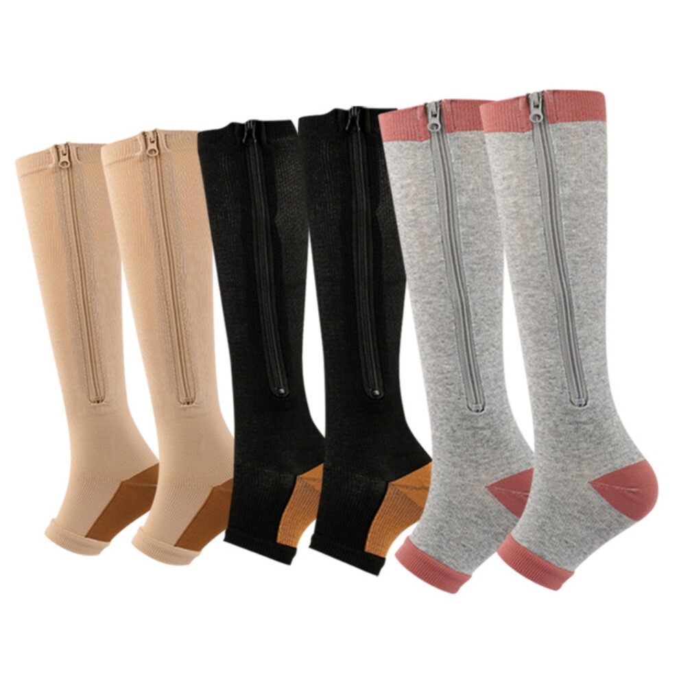 Compression Socks Thigh with Zipper Exposed Toe Thigh High Compression Stockings, Women Men Swelling Breathable Sports