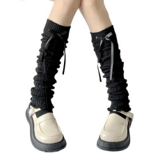 Calze lunghe da donna in maglia stile Lolita, scaldamuscoli Harajuku giapponesi Kawaii, calze invernali alla caviglia.