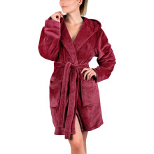 Accappatoio da donna in morbido pile felpato con cappuccio, vestaglia lunga e calda con cappuccio, pigiama di seta per donna