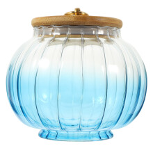 Tarro de cristal para té y dulces con tapa, recipientes decorativos para aperitivos de color verde azulado.