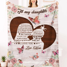 Coperta in pile con stampa di farfalle e lettere per figlia – 60"x80", regalo di compleanno dalla mamma, compatibile con tutti i letti