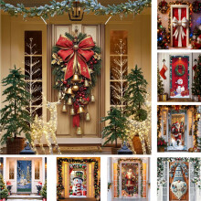 Housse de porte de Noël, résistante aux intempéries, motif festif, 1 pièce