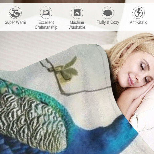 Φανελένια Κουβέρτα Peacock Throw 130x150εκ. 2