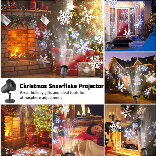 Projetor de luzes de Natal com flocos de neve para ambientes internos e externos. 1