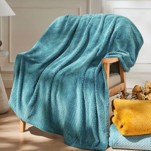 Flannel Fleece Throw Blanket King Size Dark Blue 2