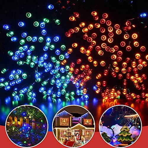 500 ηλιακά χριστουγεννιάτικα φώτα LED, 164 πόδια, 8 λειτουργίες, τηλεχειριστήριο και 1