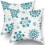 Conjunto de 2 capas de almofada com estampa de flocos de neve em tons de azul-petróleo e branco, 40x40cm (16x16 polegadas). 1