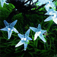 Waterproof Solar Starfish lichtslinger, 6 meter/30 LED's, 2 standen, blauw, voor tuin, bruiloft, feest en vakantiedecoratie (compatibel met