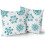 Conjunto de 2 capas de almofada com estampa de flocos de neve em tons de azul-petróleo e branco, 40x40cm (16x16 polegadas). 2
