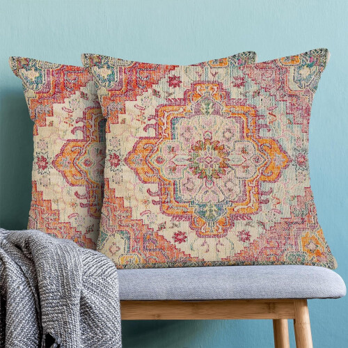 Capas de Almofada Boho 45x45cm, Linho, Conjunto de 2 2