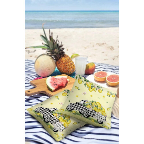 Μαξιλαροθήκες Lemon Truck με ακουαρέλα, κίτρινες, συσκευασία 18x18 ιντσών 2