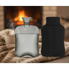 Bouillotte 2 L avec housse tricotée, compresse chaude/froide, chauffe-mains/pieds, soulagement des crampes menstruelles et des douleurs