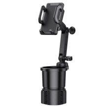 2-in-1 auto bekerhouderverlenger met verstelbare telefoonhouder en veilige bevestiging voor de meeste telefoons.