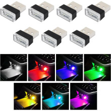 7-teiliges USB-LED-Autoinnenraumbeleuchtungsset, stimmungsvolles Nachtlicht zum Einstecken, mehrfarbig, kompatibel mit den meisten Autos