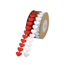 Ribíní Croí Priontáilte, 2 Rolla Ribíní Fillte Ceardaíochta, Ribín Croí Cabhraithe Garland le haghaidh Maisiú Fhéile Bainise, 5M/5.5 Slat