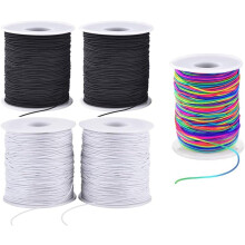 Elastisches Band für Armbänder, 5 Rollen, 1 mm starkes elastisches Band, elastische Kordel für Schmuckherstellung, Halsketten, Perlenarbeiten (2