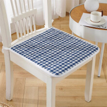 Katoenen zitkussen met antislipbandjes | 40 x 40 cm dik kussen voor bureau-/eetkamerstoelen en kamperen | Ademend, geschikt voor alle seizoenen,
