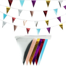 Guirlande de fanions pastel de 48 pièces, drapeaux triangulaires en toile de jute