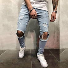 LoyisVidion Slim-Fit Ripped Jeans for Men's Casual Style - Mens Skinny Stretch Pants Distressed Ripped Freyed Trousers