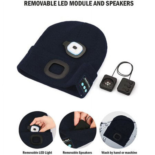 Καπέλο Bluetooth με φως LED Babibeauty, επαναφορτιζόμενο καπάκι κεφαλής USB, ενσωματωμένα 2