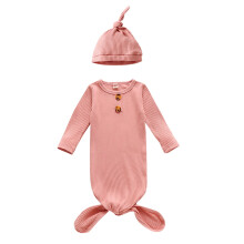 Clearance Baby Boy/Girl Hat & Sleeper Set with Mittens, Soft Viscose, Pink 70cm (3-9M), compatible with newborns