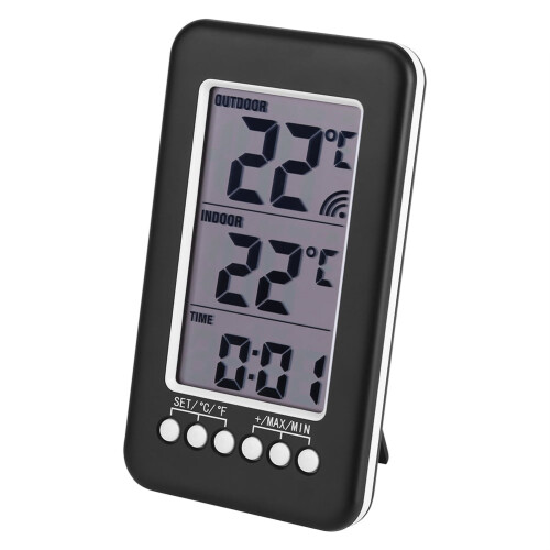 Digital Indoor/Outdoor Thermometer W/ Wireless Sensor, LCD Display, Temp Clock, / Degrees Celsius