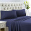 Ensemble de draps en microfibre extra doux à poches profondes, format Queen, bleu marine 2