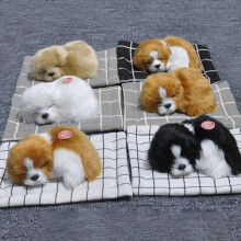 Muñeco de peluche realista de perro durmiendo Ludlz, alfombra sonora, decoración para el hogar, el coche, el mueble de la caja registradora, regalo