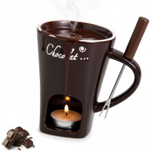 Melt N'dip Mug Set – Mini Ceramic Fondue Cups with Forks for Chocolate, Cheese, Caramel; compatible with Apple, S'mores, Queso, Date Night & Party