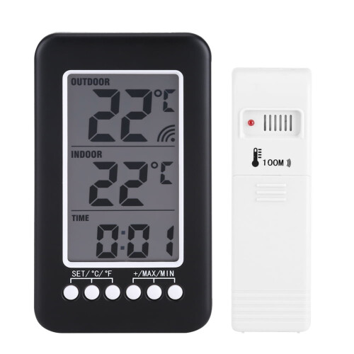 Digital Indoor/Outdoor Thermometer W/ Wireless Sensor, LCD Display, Temp Clock, / Degrees Celsius 1