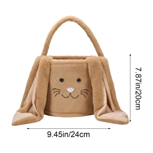 Plush Bunny Easter Bag Brown 24x20cm 2