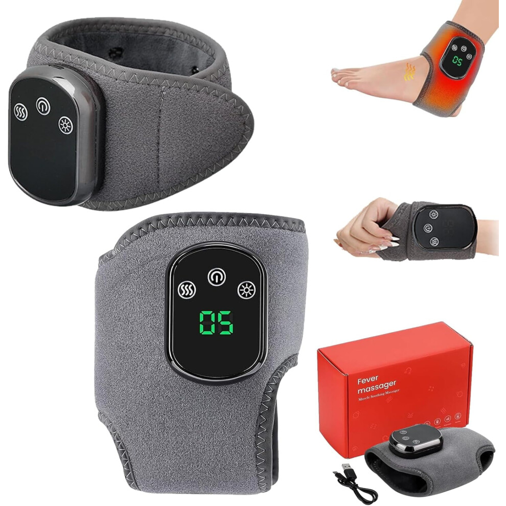 Foot Massager with Heat and Vibration, Wireless Ankle Wrap,