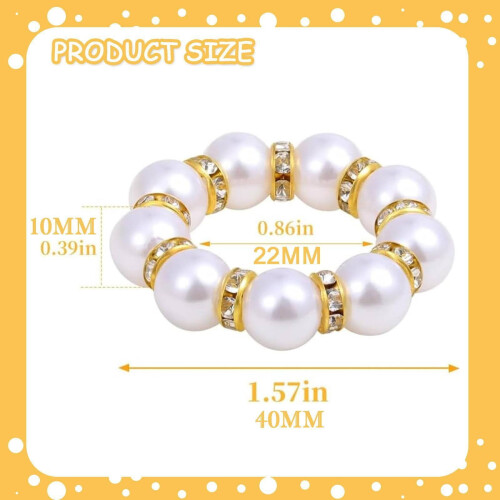 Anéis de guardanapo com pérolas brancas e douradas (10 peças) 1