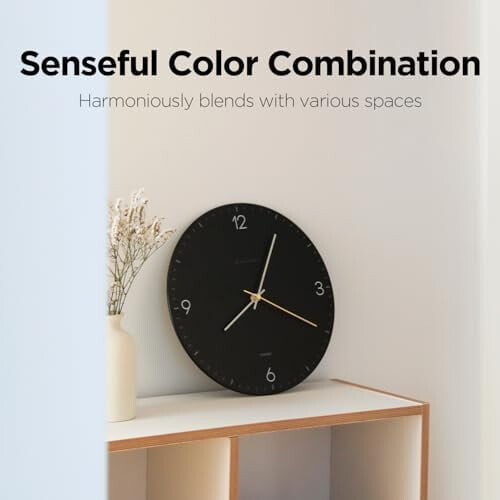 12 inch Slim Silent Wall Clock Ivory 1