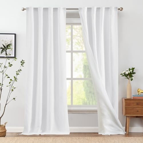 Beige Linen Blend Curtains 50" x 84" – 2 Panels 1