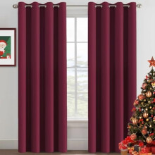 Burgundy Thermal Insulated Christmas Curtain, 52"x108", Grommet Blackout Drape, Energy Saving, One Panel — Compatible with Standard Rods