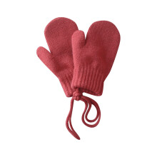Children's Winter Mittens Candy Colors with Neck String, Baby Cozy Gloves for Cold Days Watermelon Red,1-4 years old