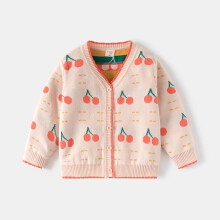 Girls' Flower Print Knit Cardigan, Long Sleeve Crewneck Sweater for Toddlers & Kids, Fall/Winter Pink, Ages 5-6, Compatible with Kids' Fashion